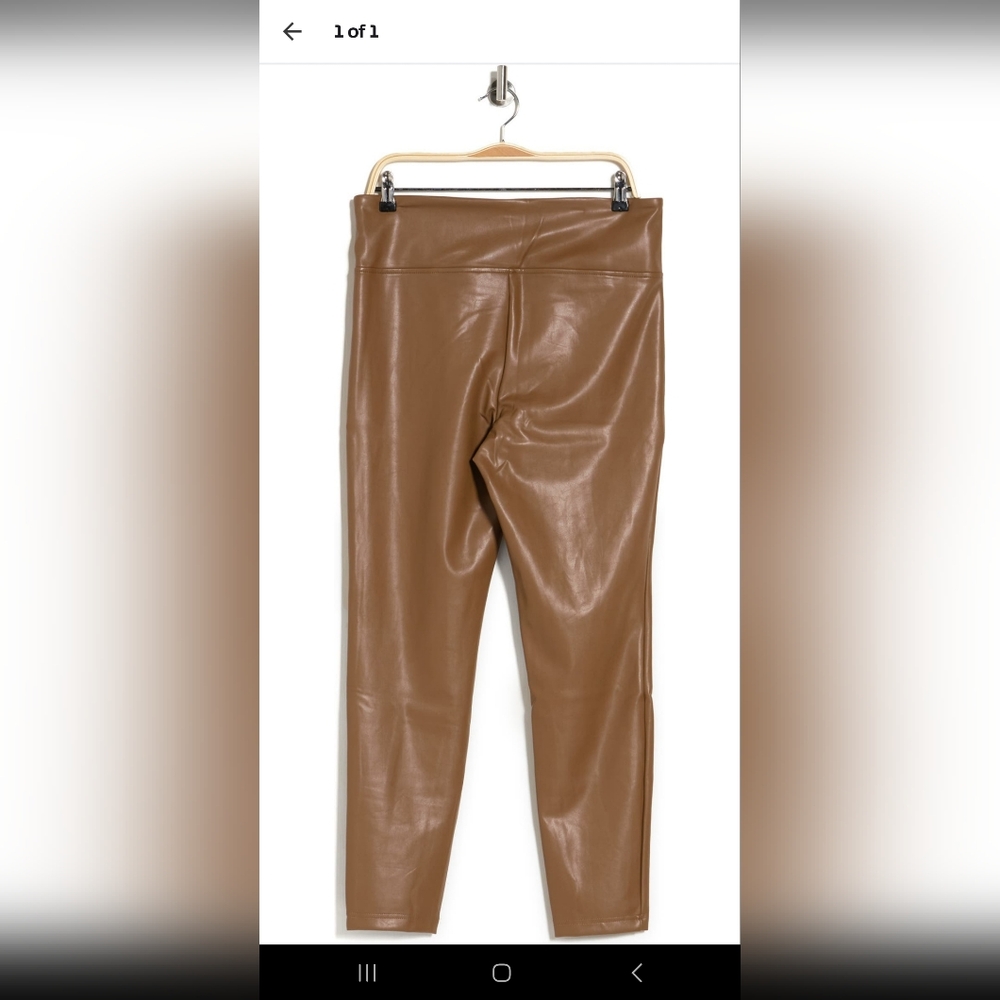 Tan leather leggings